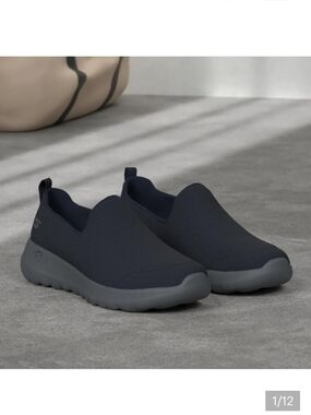 👟 MEN'S SIZE 9.5W NAVY & GREY SKECHERS GO WALK MAX SLIP ON SHOE - EUC👟